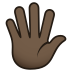 🖐🏿 hand with fingers splayed: dark skin tone display on JoyPixels